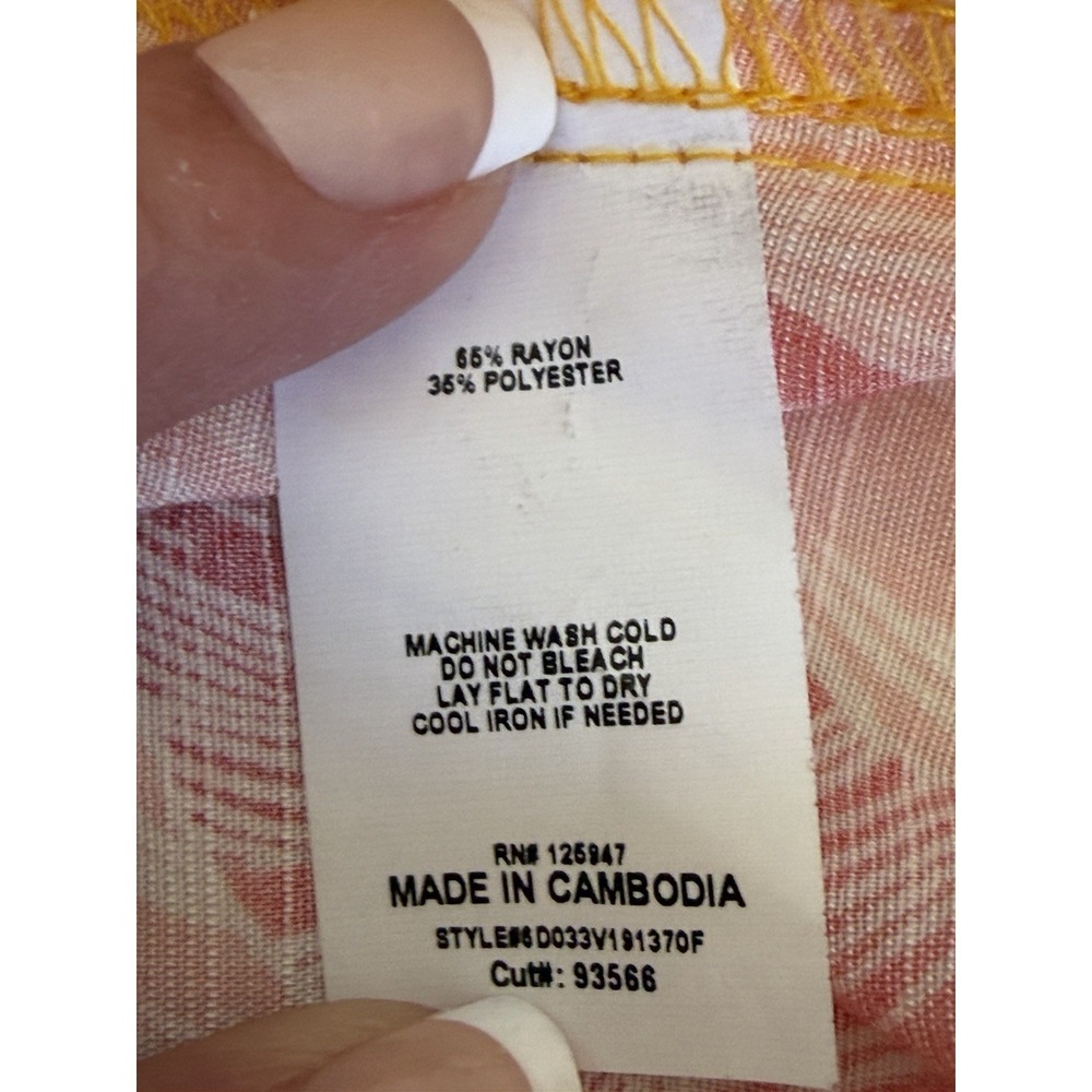 Ava & Grace 1X Floral Blouse Tropical Rayon 3/4 Sleeve Boho Orange Summer Resort - Picture 15 of 15